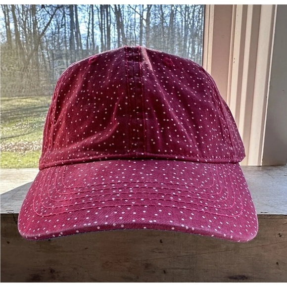 Womens Polka Dot Red Baseball Cap Adjustable Hat - Picture 2 of 5